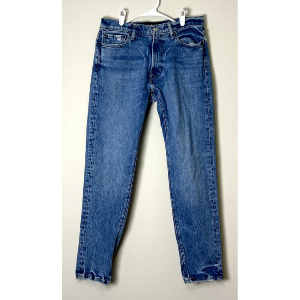 Abercrombie & Fitch Jeans Men's 30 Blue 90's Slim Fit Distressed Hem Medium Wash